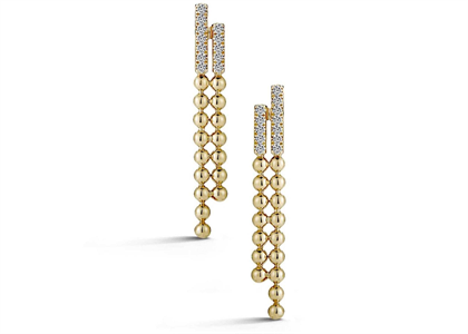 Gold Plated CZ Studded Double Beaded Earring